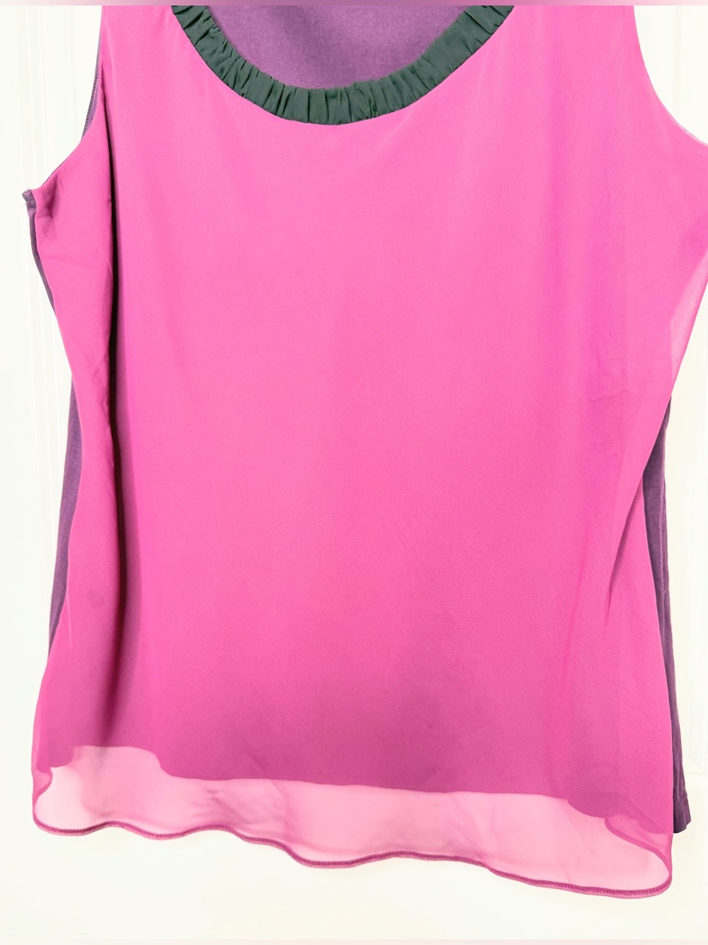 Ann Taylor XL Pink Purple Colorblock Chiffon Tank Top Sleeveless Mixed Media - Picture 3 of 7